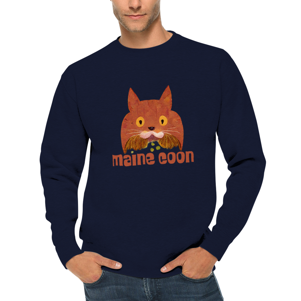 Cute Maine Coon Print Premium Unisex Crewneck Sweatshirt.
