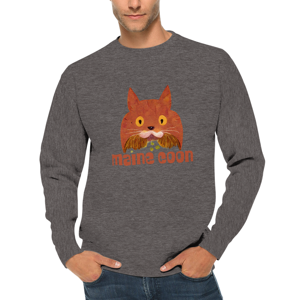 Cute Maine Coon Print Premium Unisex Crewneck Sweatshirt.