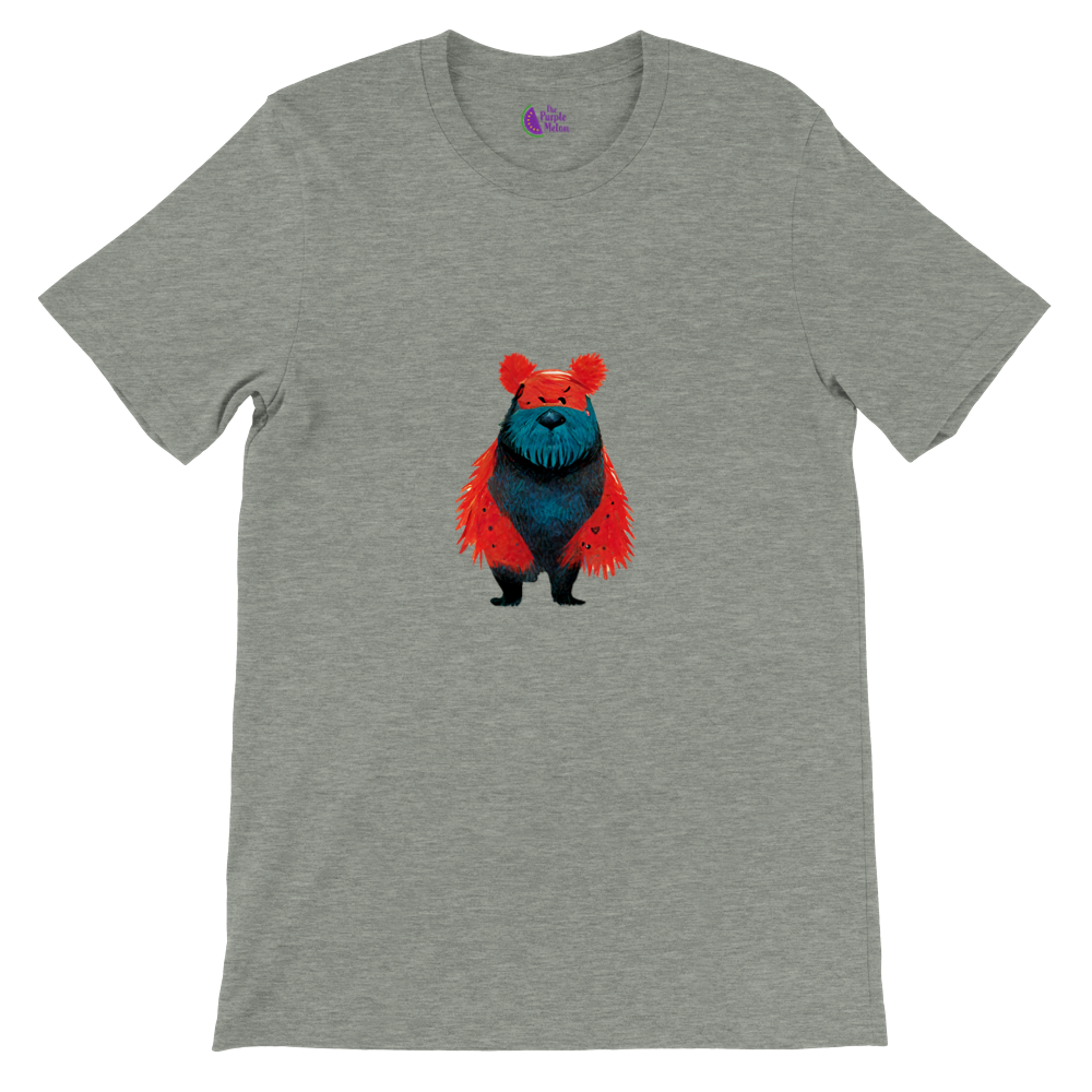 grey t-shirt with cute bear cartoon print