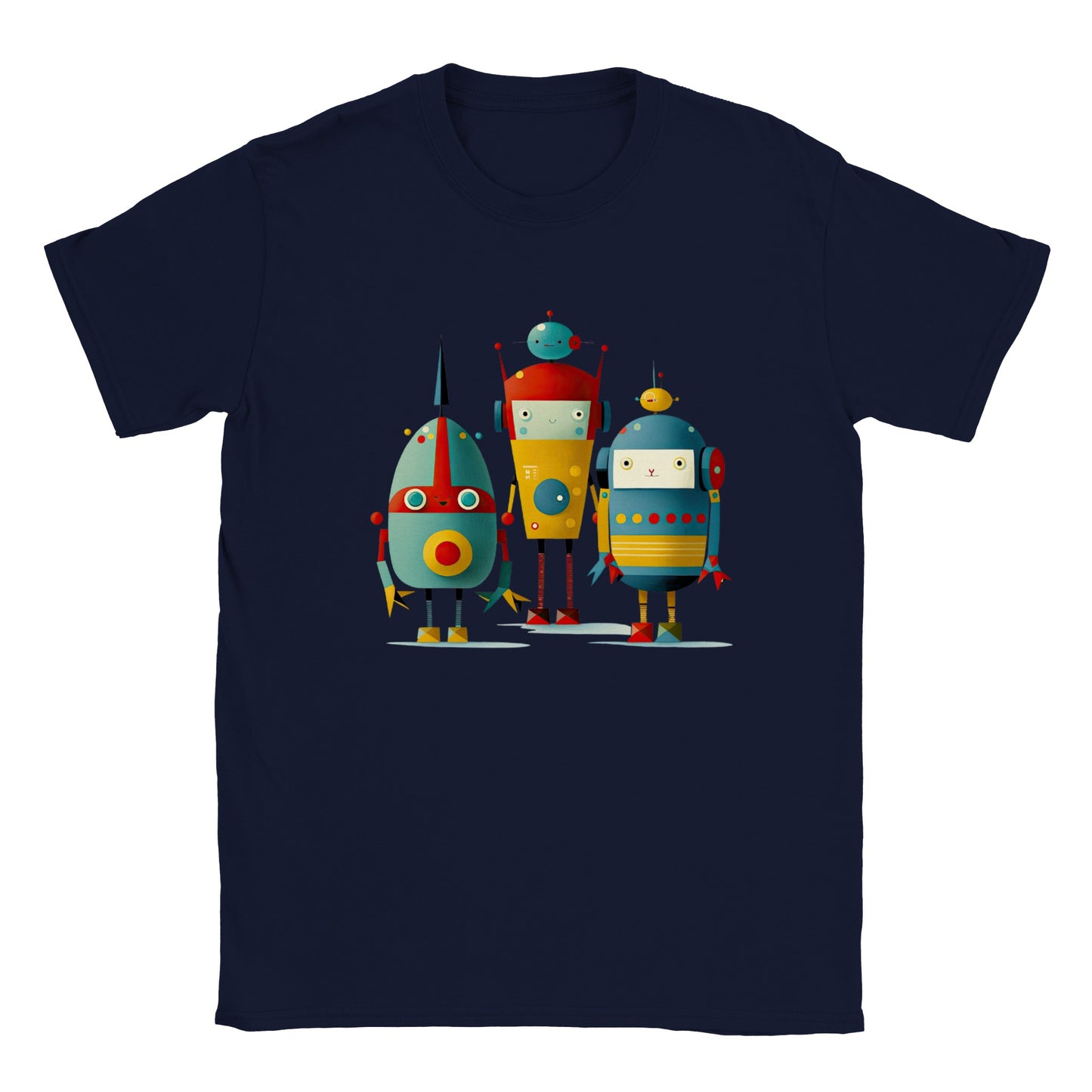 Navy kids t-shirt with 3 retro robots