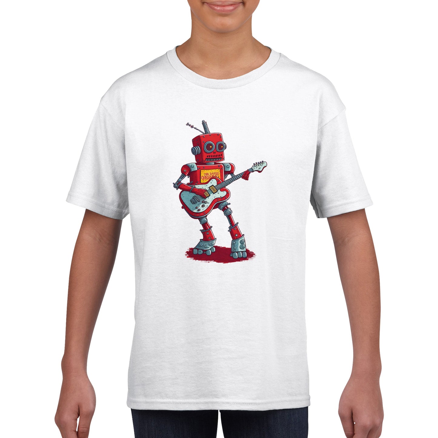 Robot playing the guitar Classic Kids Crewneck T-shirt