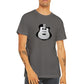 Guy wearing a grey t-shirt with Black and White Pop-Art Guitar  Print
