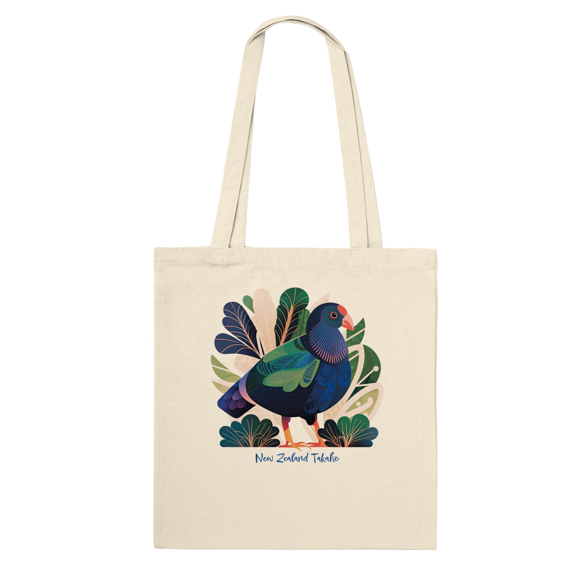 Natural tote bag with a New Zealand Takahe bird print