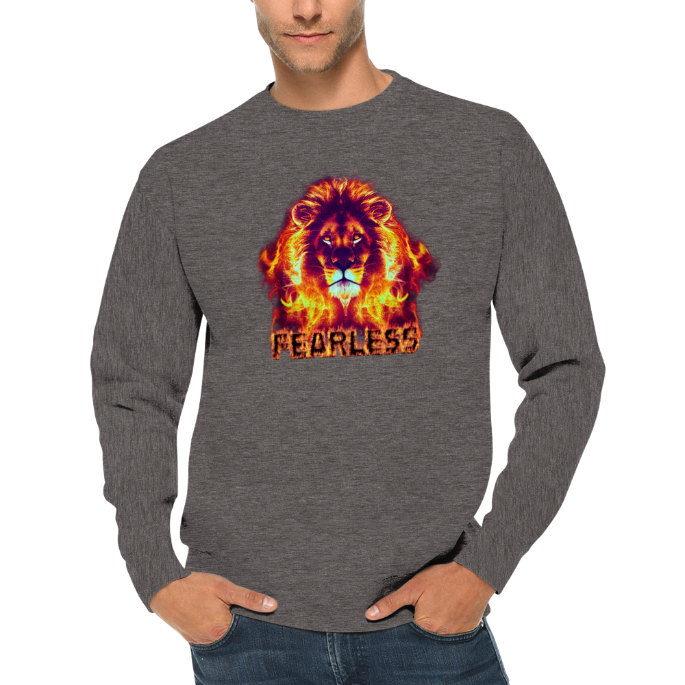 Fearless Flaming Lion Premium Unisex Crewneck Sweatshirt.