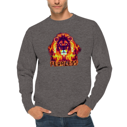 Fearless Flaming Lion Premium Unisex Crewneck Sweatshirt.