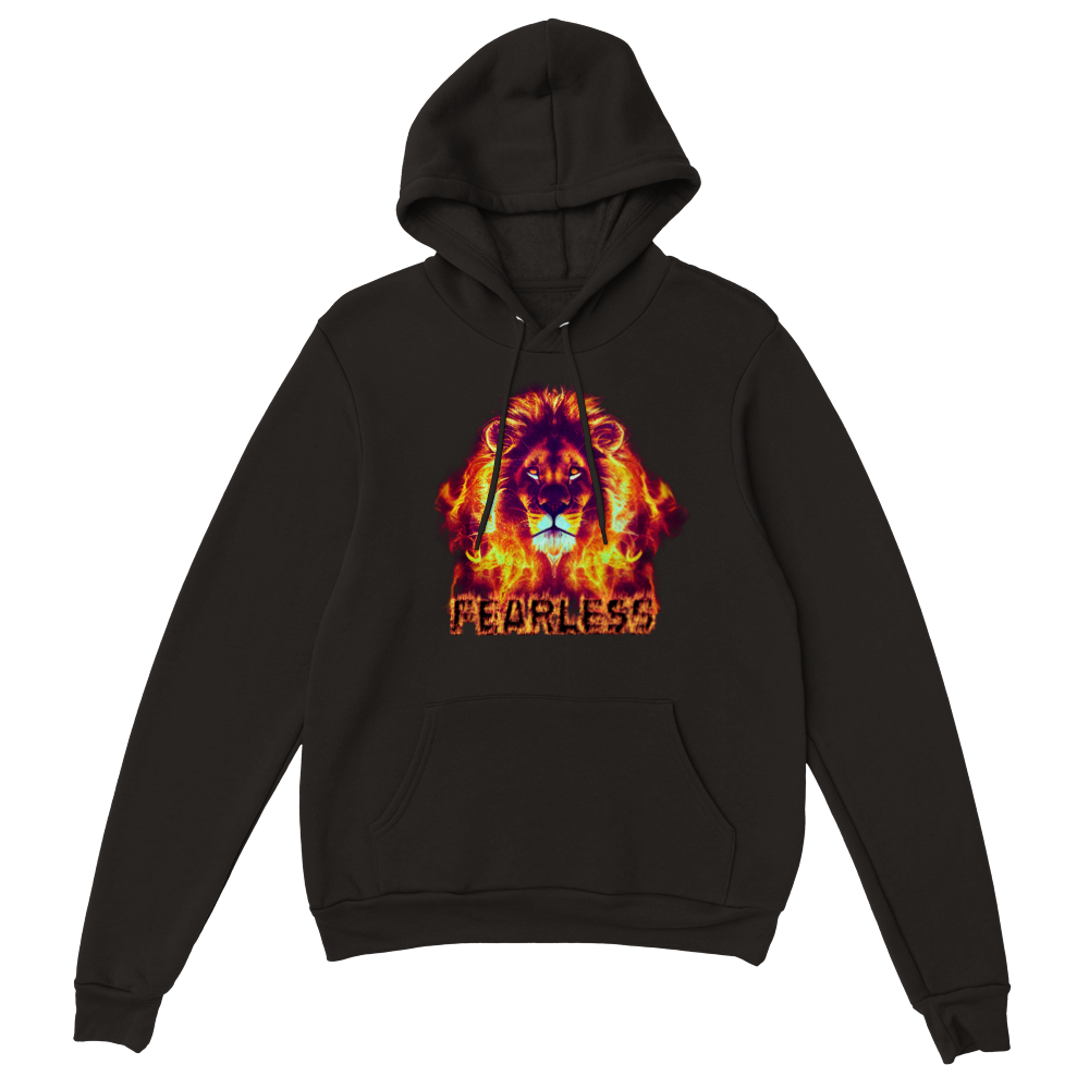 Fearless Flaming Lion Premium Unisex Pullover Hoodie.