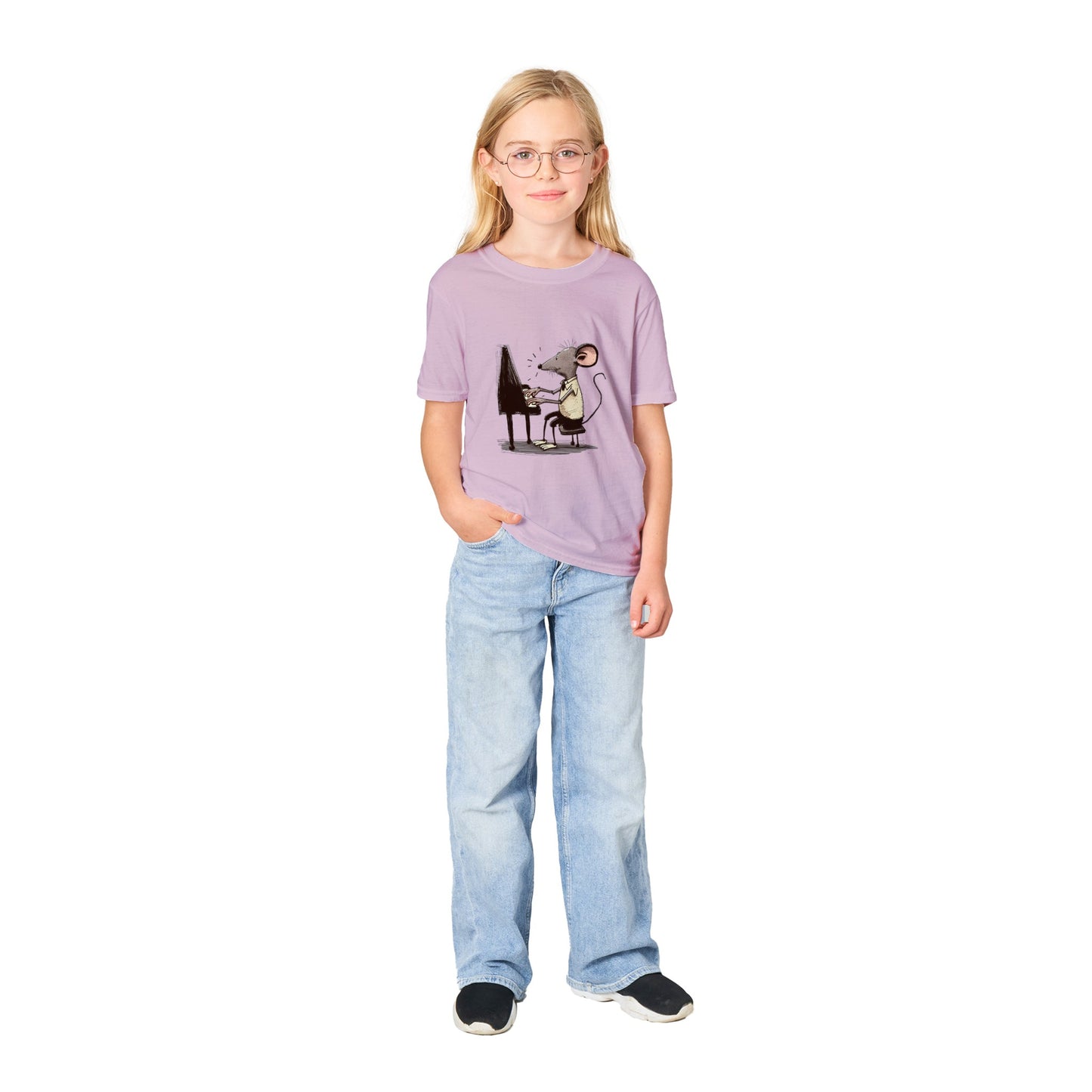 Mouse Playing the Piano Classic Kids Crewneck T-shirt