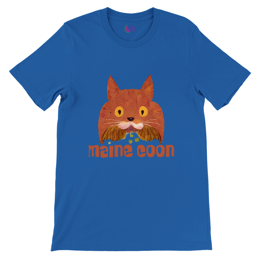 Cute Maine Coon Print Premium Unisex Crewneck T-shirt.