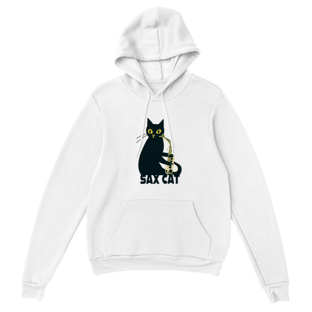 Sax Cat Print Premium Unisex Pullover Hoodie