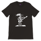 Black t-shirt with a rat playing bass guitar print