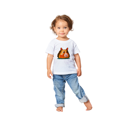 toddler wearing a white t-shirt with cute Guinea Pig print