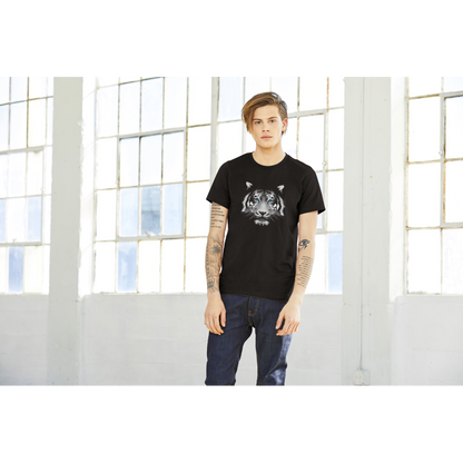 guy wearing black t-shirt with a tiger print