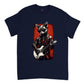 Navy blue t-shirt with a cool fox playing bass guitar print