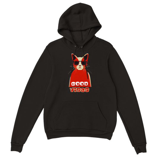 Good Vibes Cat in Sunglasses Premium Unisex Pullover Hoodie