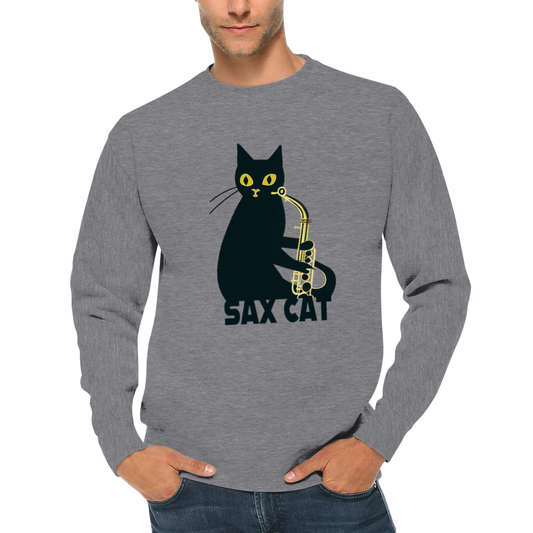 Sax Cat Print Premium Unisex Crewneck Sweatshirt