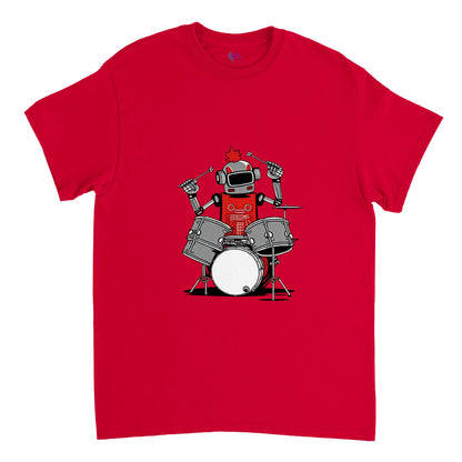 Robot playing drums Heavyweight Unisex Crewneck T-shirt