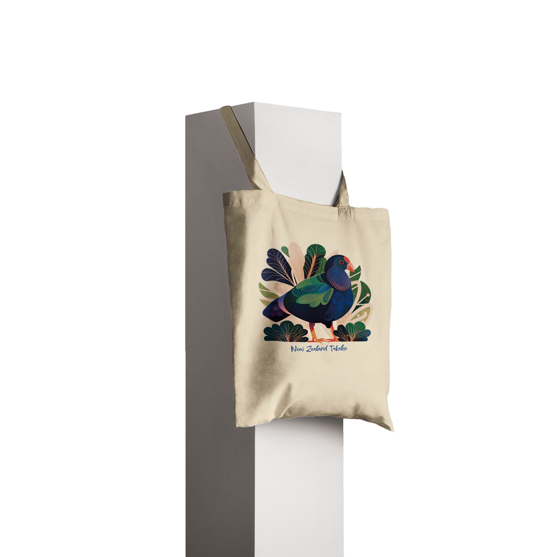 Natural tote bag with a New Zealand Takahe bird print