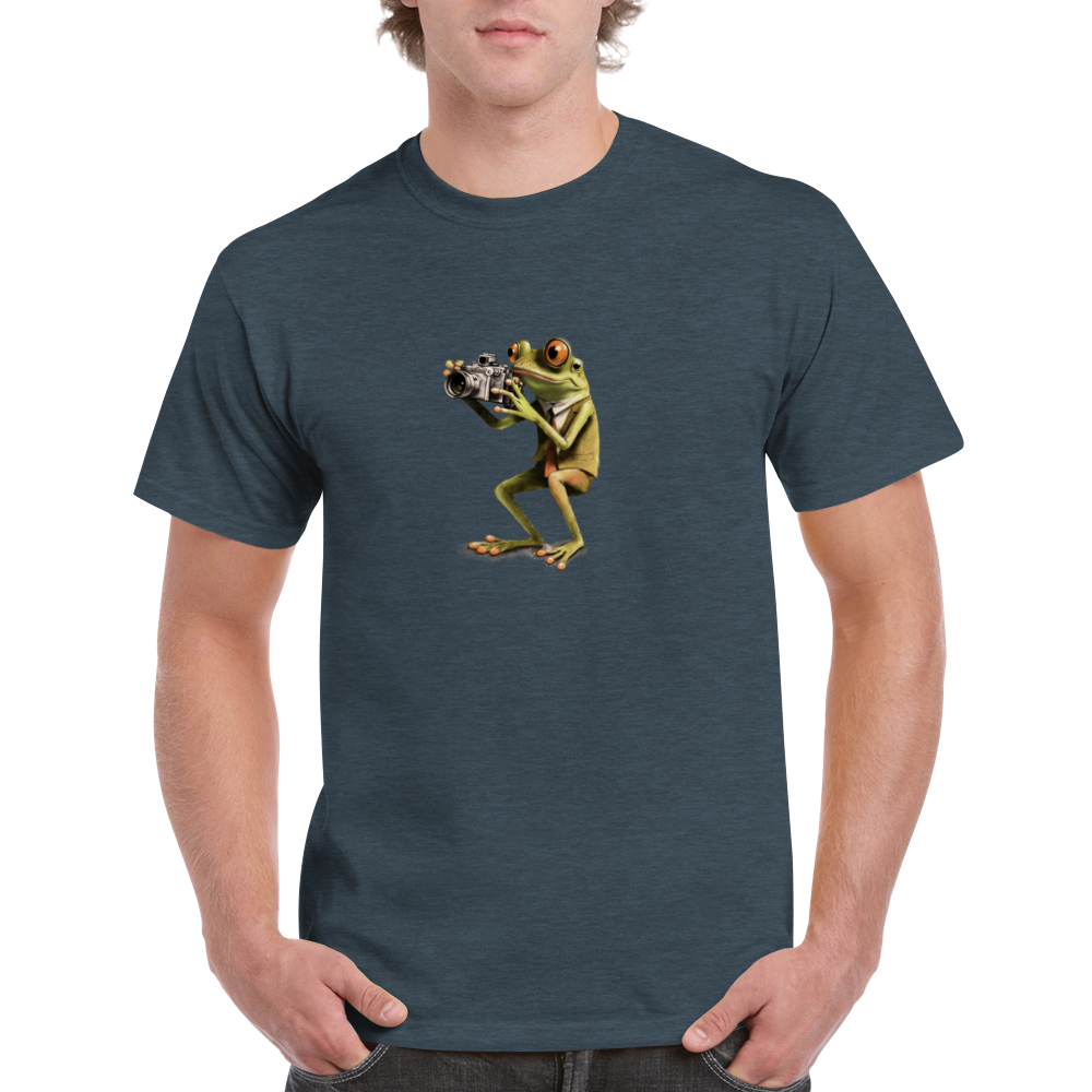 Frog Taking Photos Heavyweight Unisex Crewneck T-shirt