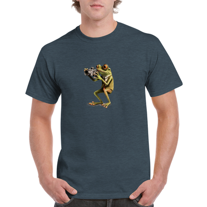Frog Taking Photos Heavyweight Unisex Crewneck T-shirt