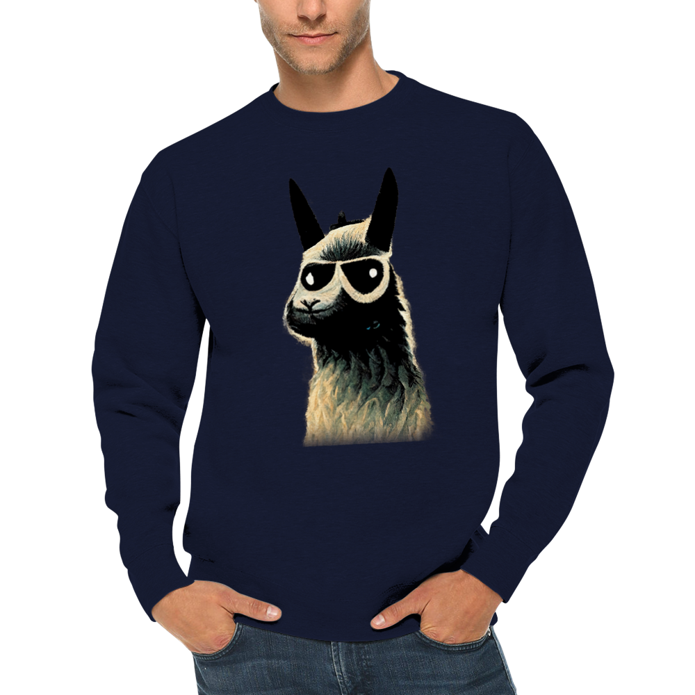 Llama Wearing Sunglasses Print Premium Unisex Crewneck Sweatshirt