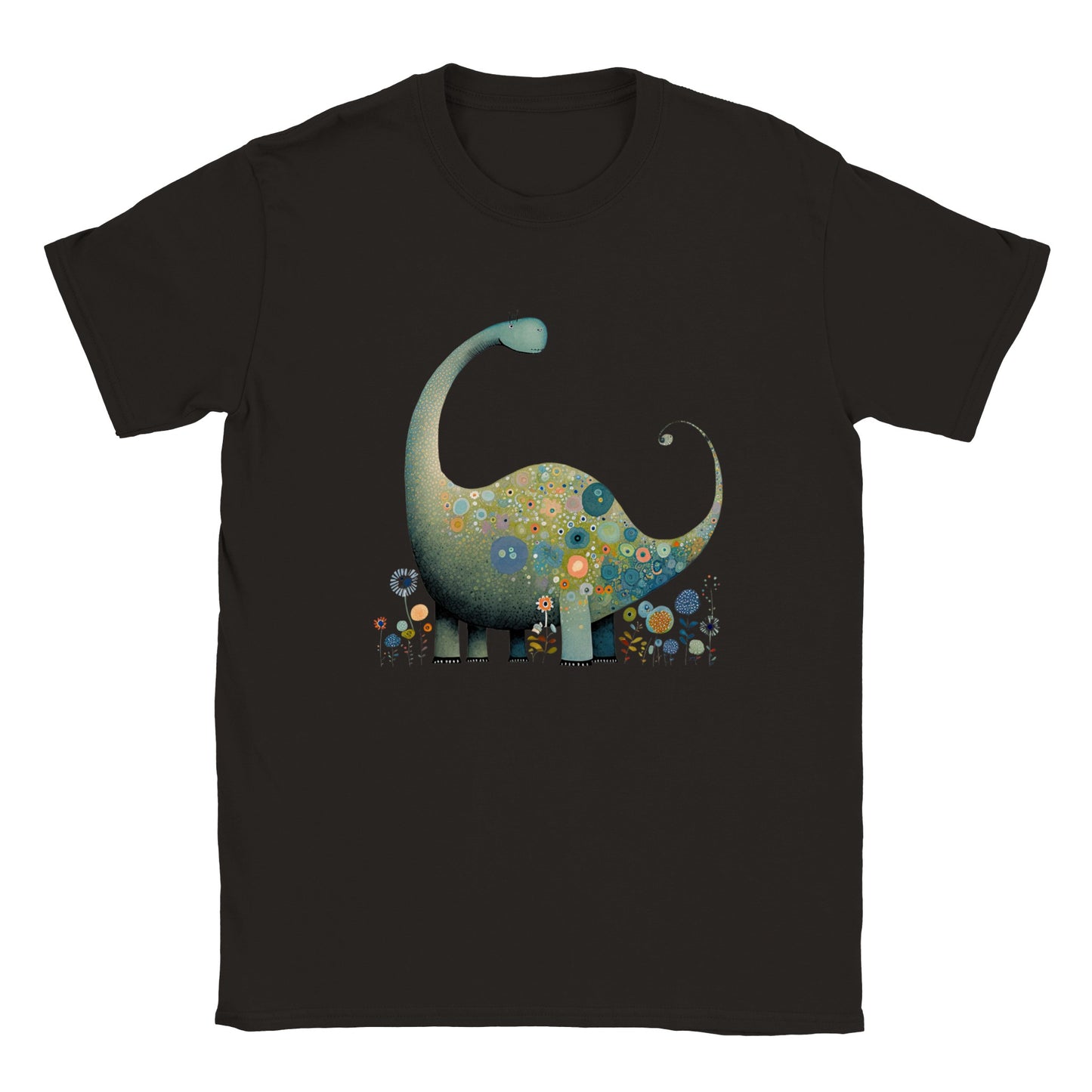 Adorable Floral Brontosaurus Kids T-Shirt - Perfect for Playtime and Beyond