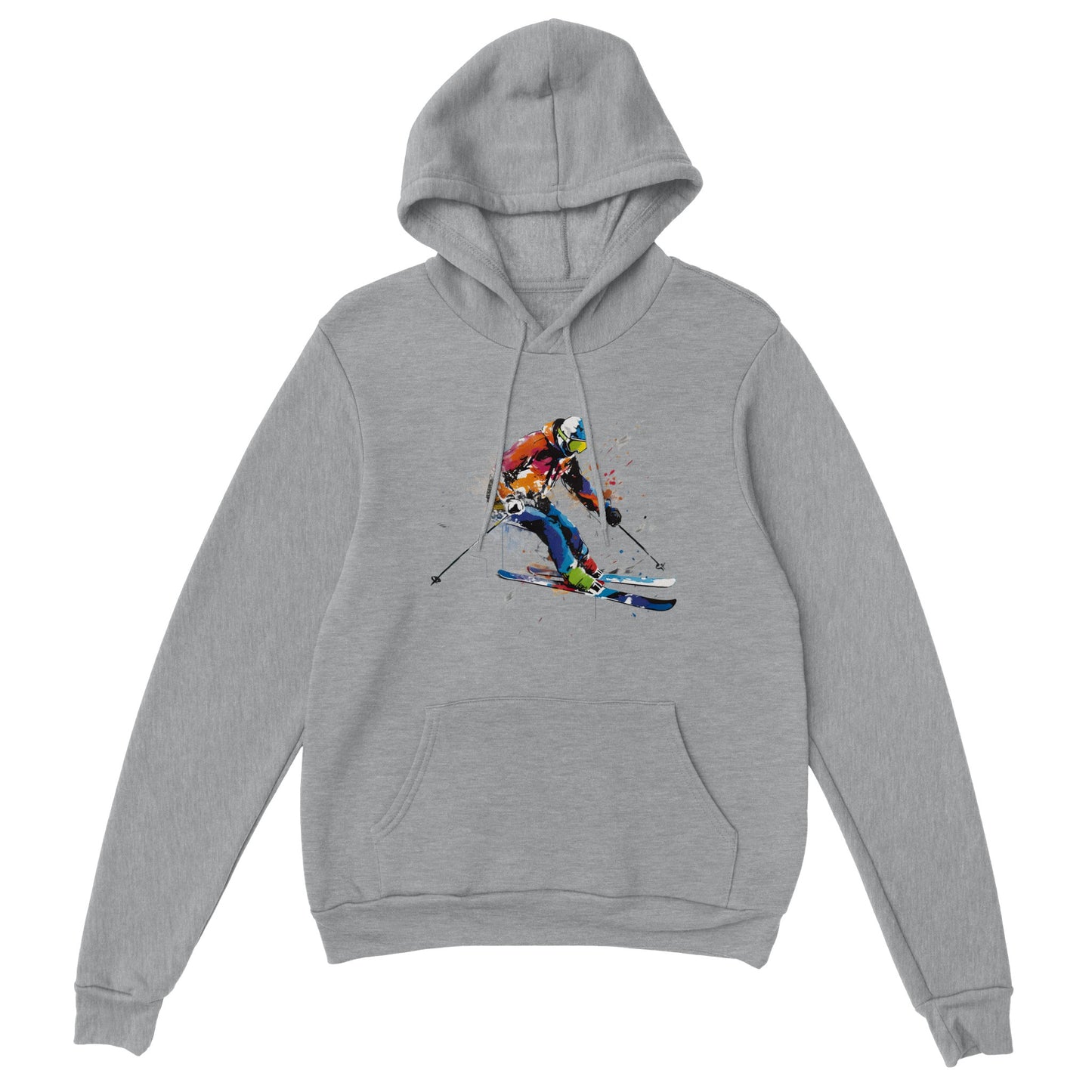 Grey hoodie with a skier print