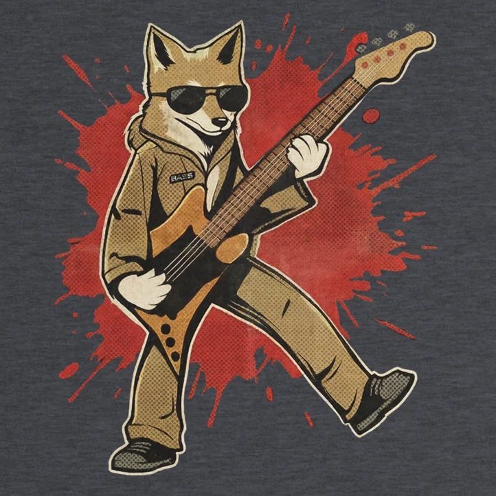 Bass Fox artwork: a fox in sunglasses playing a bass guitar